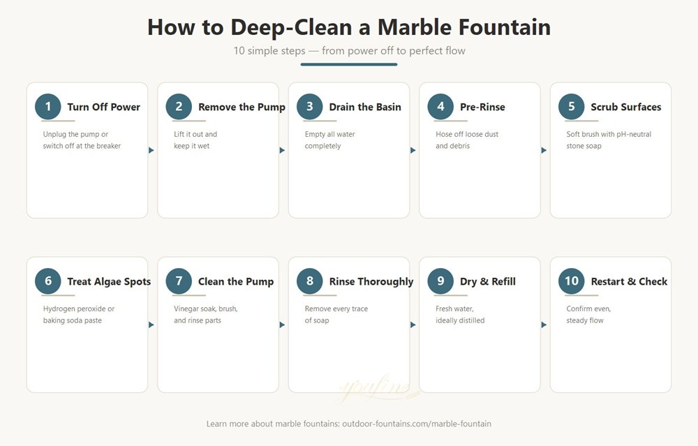 ten steps to clean a marble fountain