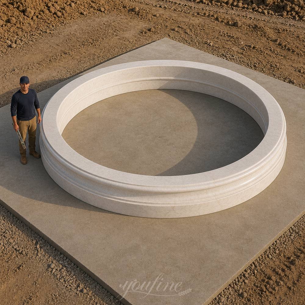 leveling a 3 meter marble fountain base ring