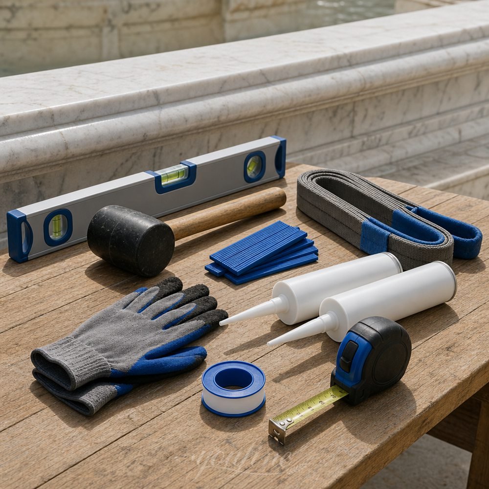 tools needed to install a large marble fountain