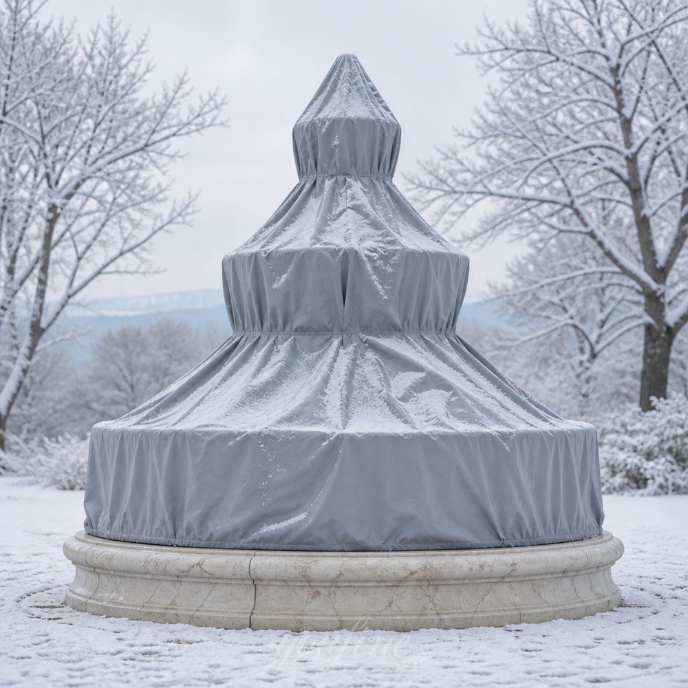 winter protection for an outdoor marble fountain