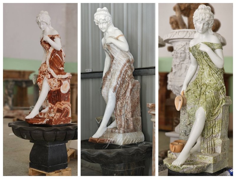 colored marble woman foot washing fountain