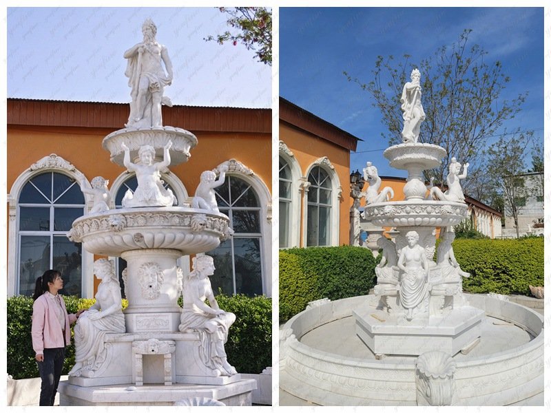 large white marble poseidon fountain