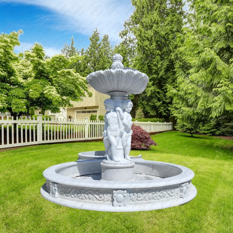 marble children fountain for garden decor