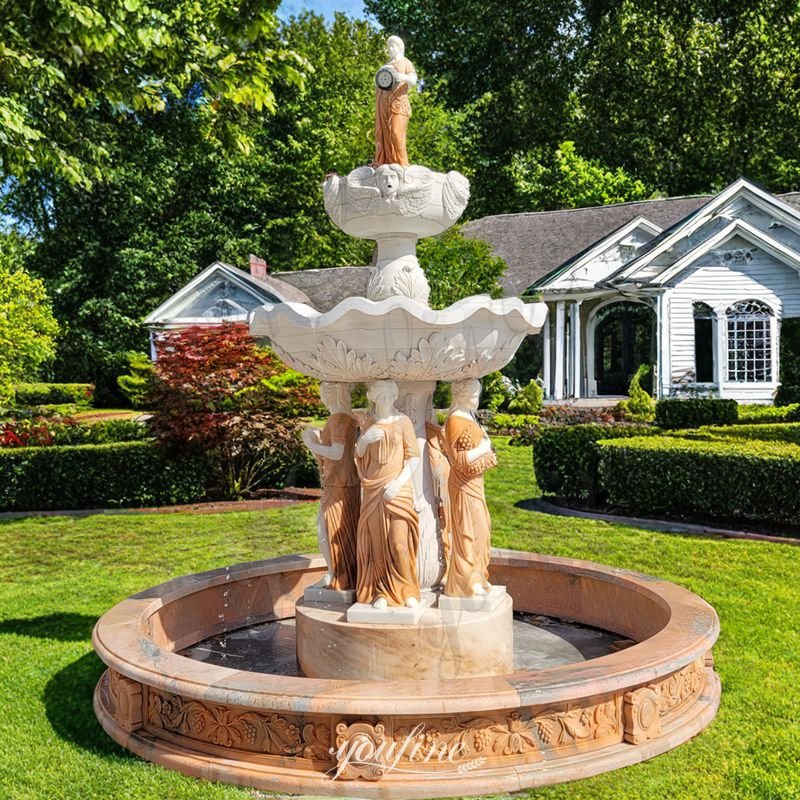 sunset red marble female fountain