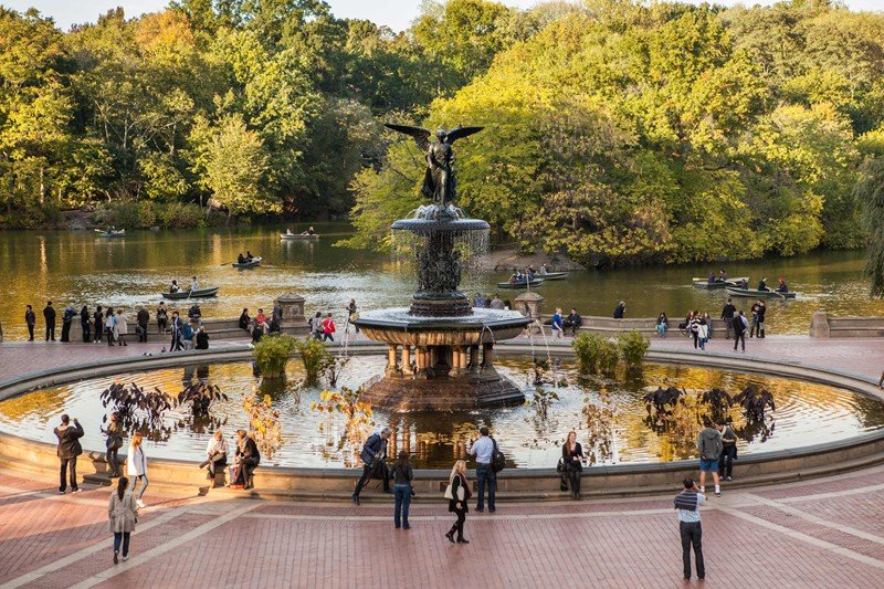 bronze bethesda fountain in new york park