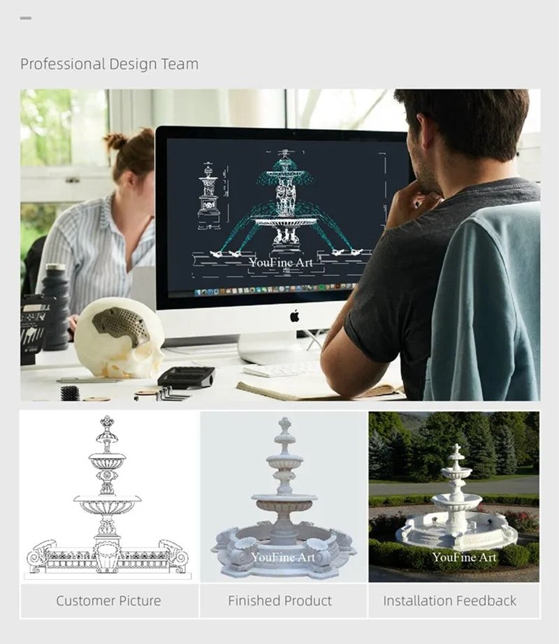 custom service of marble horse fountain