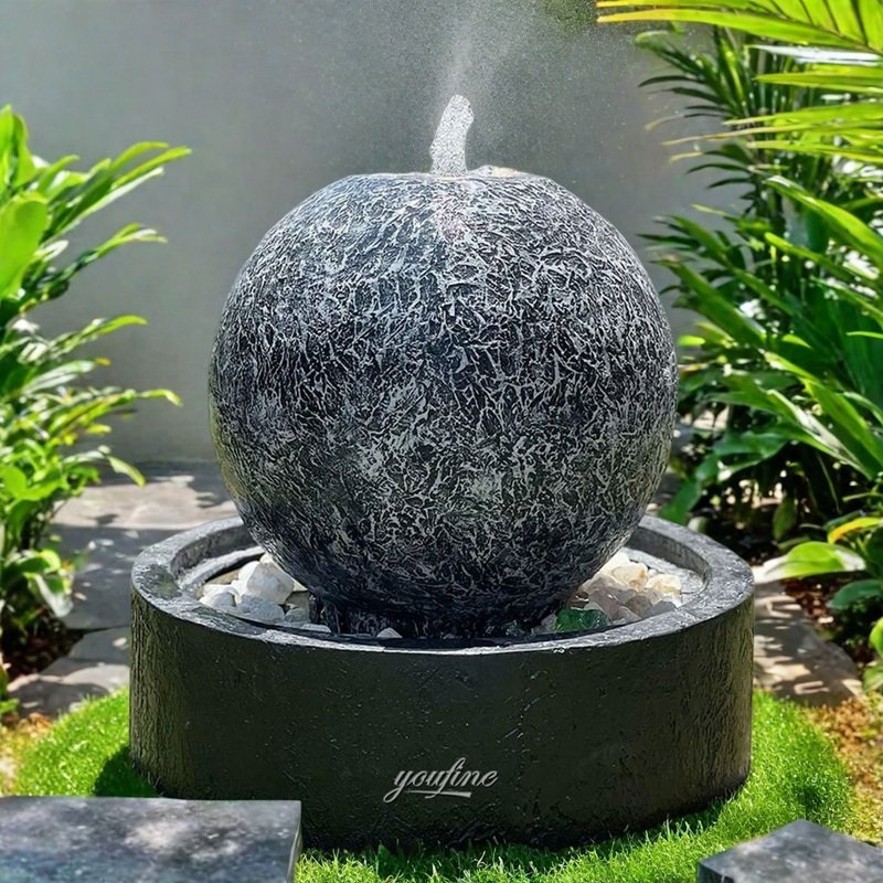 marble ball fountain with rich veins