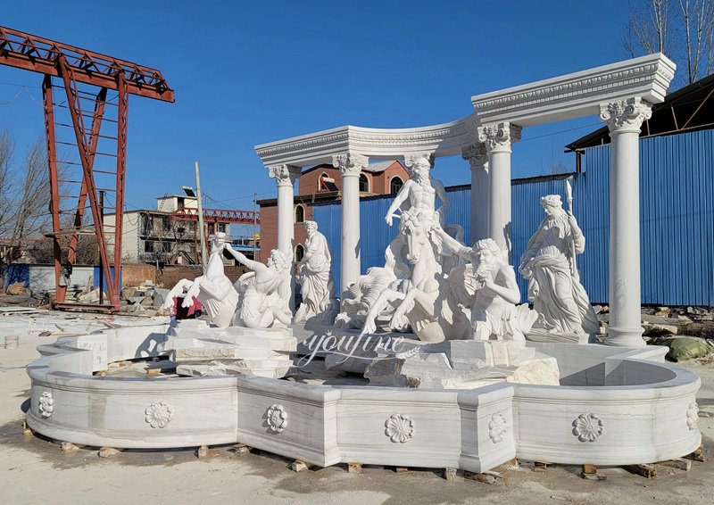 white famous marble trevi fountain replica left side