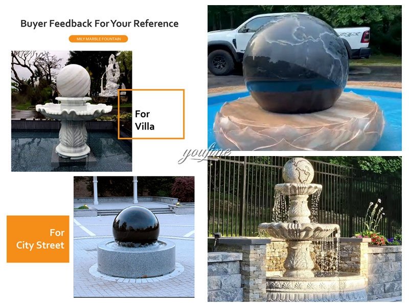 marble floating sphere fountain application scenes