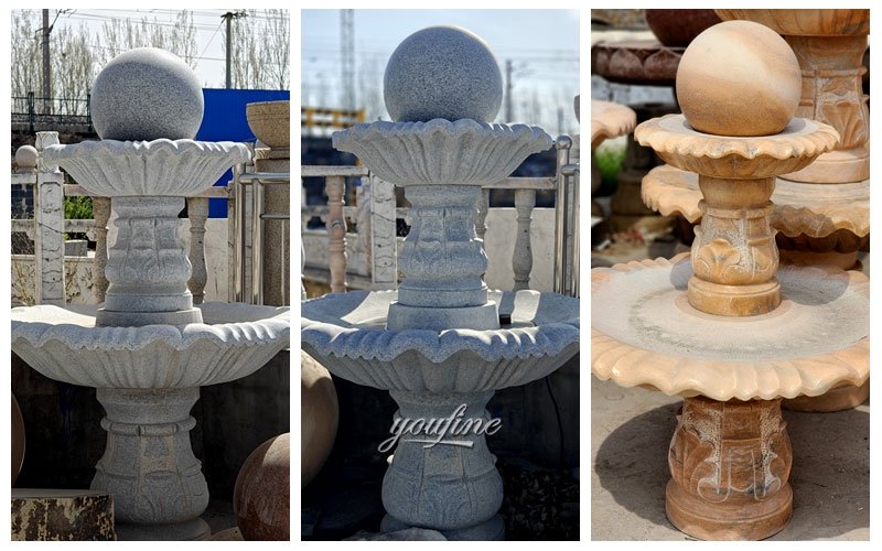 two tiered marble floating sphere fountains