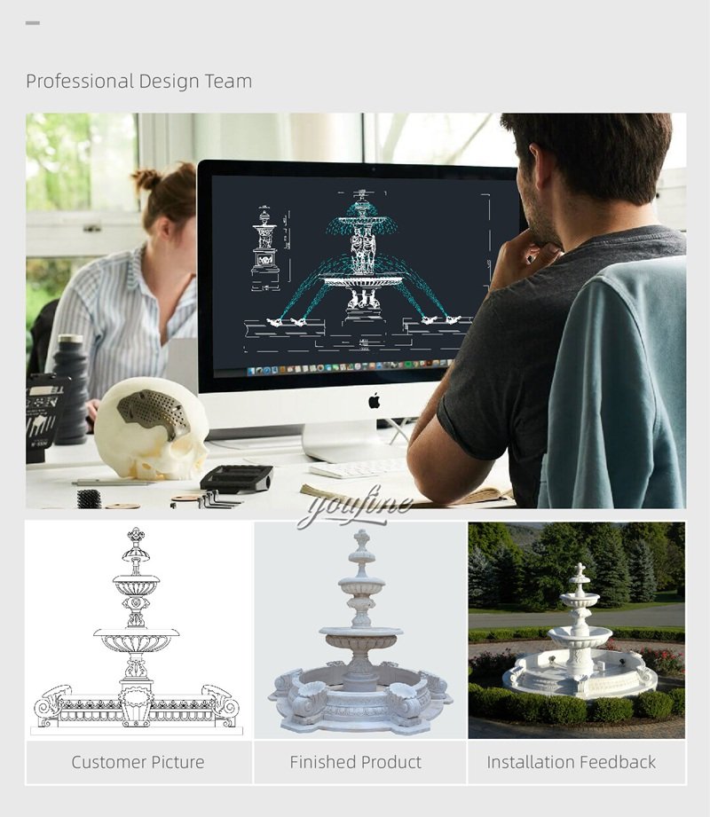 custom service of marble tiered fountain