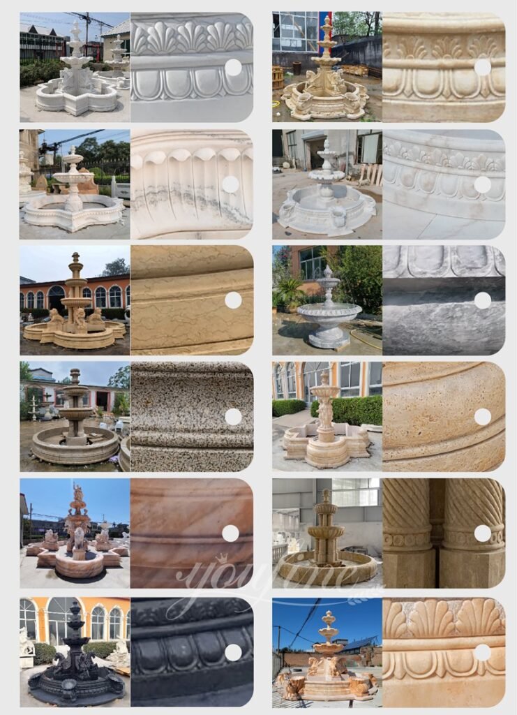 different color options of marble fountain