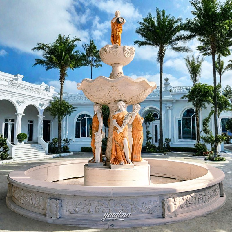 marble woman statue tiered fountain