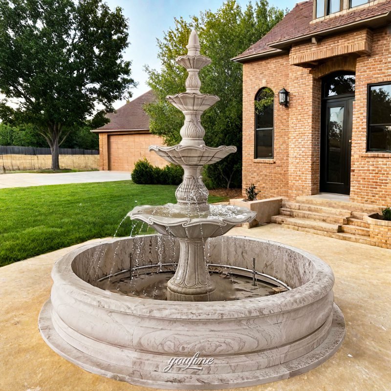natural grey marble tiered fountain