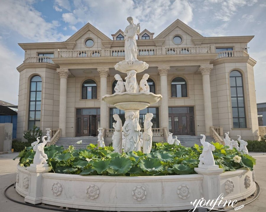 magnificent greek marble standing woman fountain