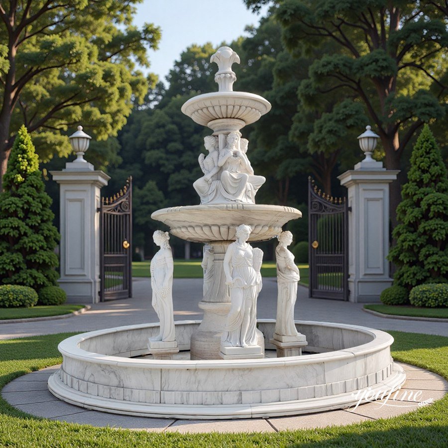 marble four seasons statues fountain for manor entrance decor
