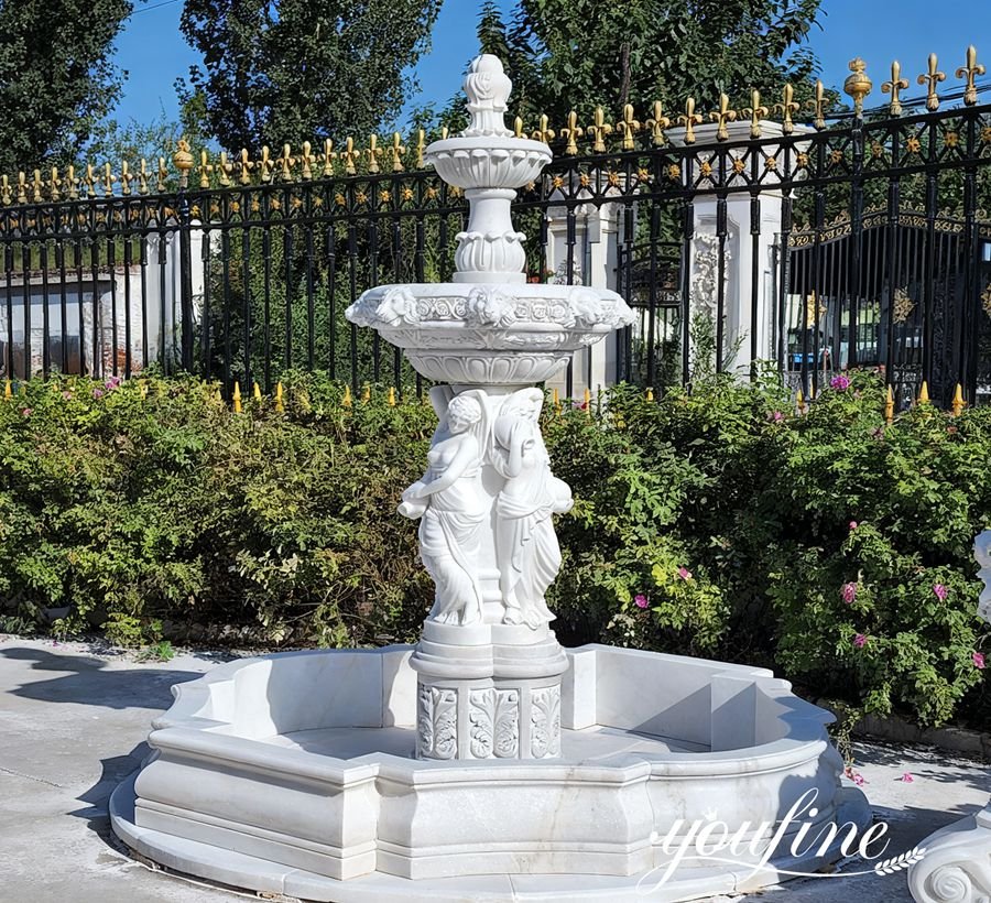 simple greek style marble woman fountain