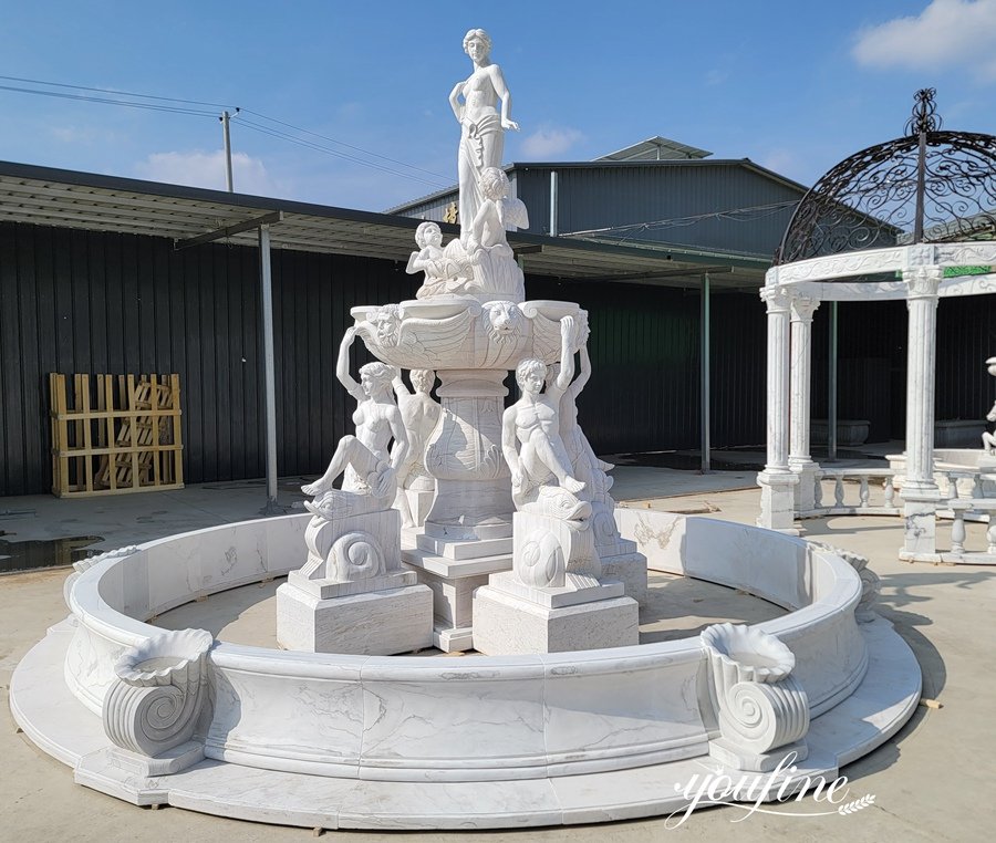 white large greek style marble multi figure fountain