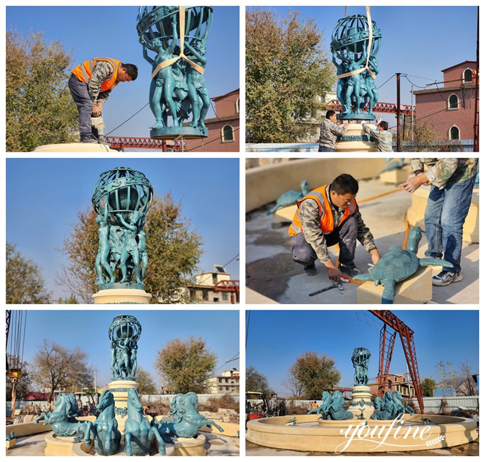 bronze observatory horse fountain trial installation process