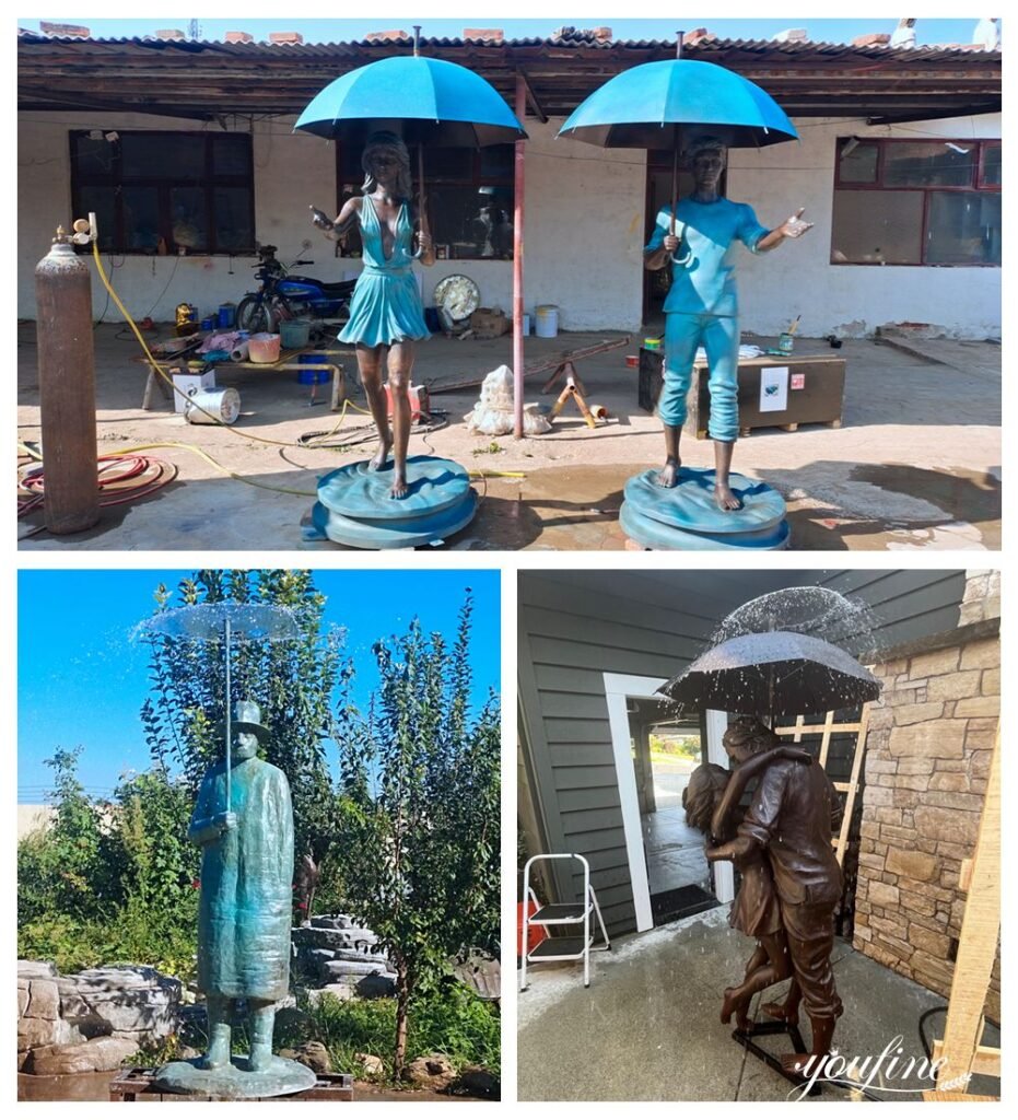 various bronze figure umbrella fountains