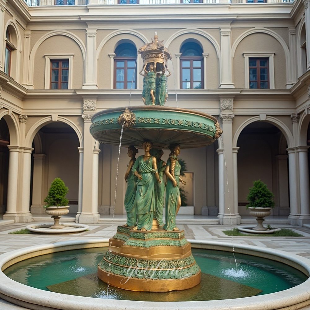 bronze green woman water fountain for yard