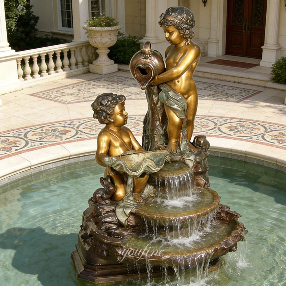holding jar lovely bronze cherub fountain for yard decor
