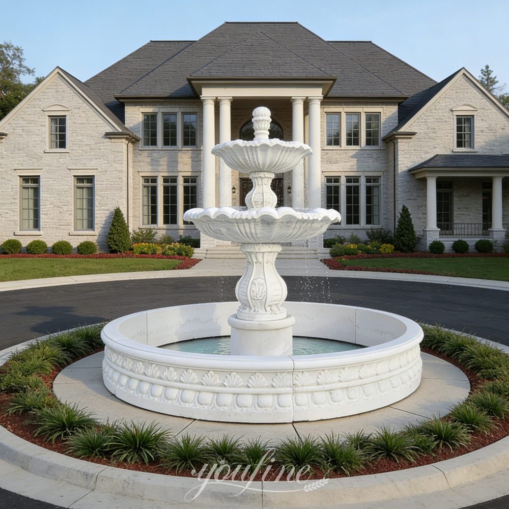 marble fountain for a circular driveway