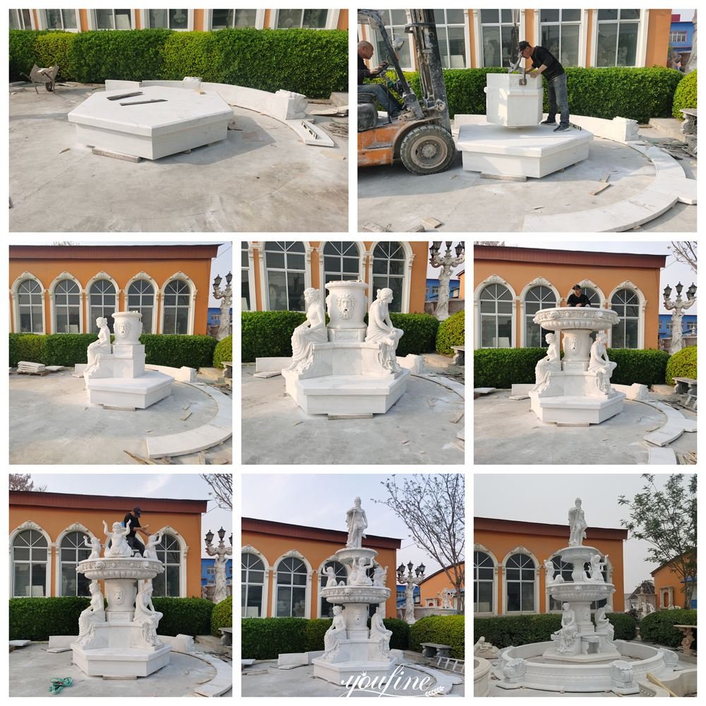 marble poseidon fountain installation