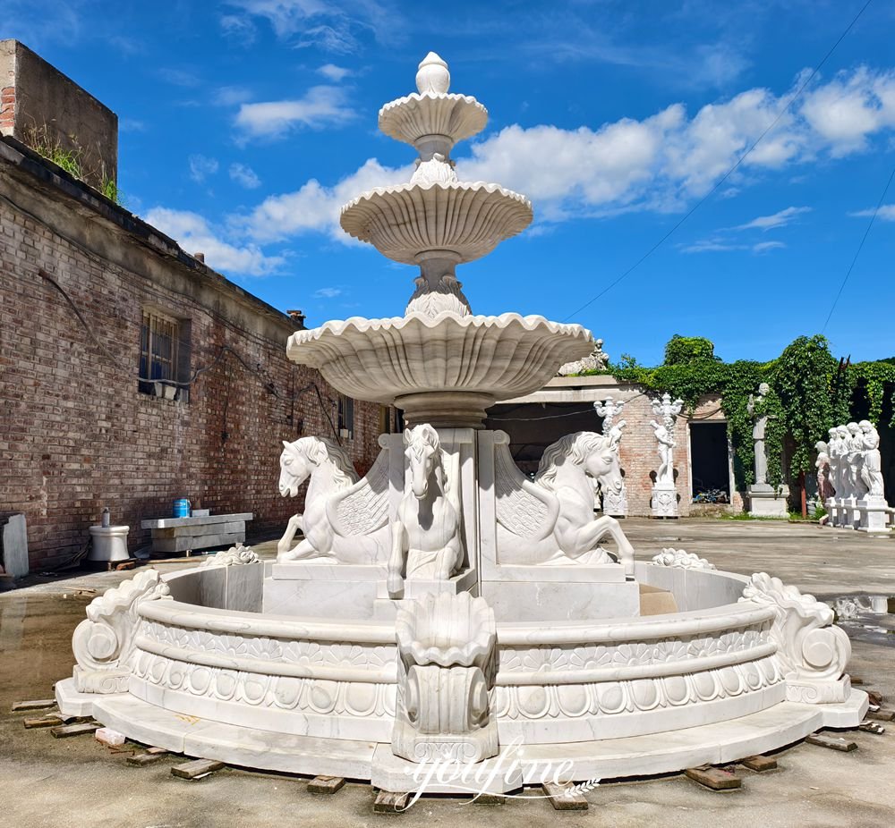 white marble horse fountain