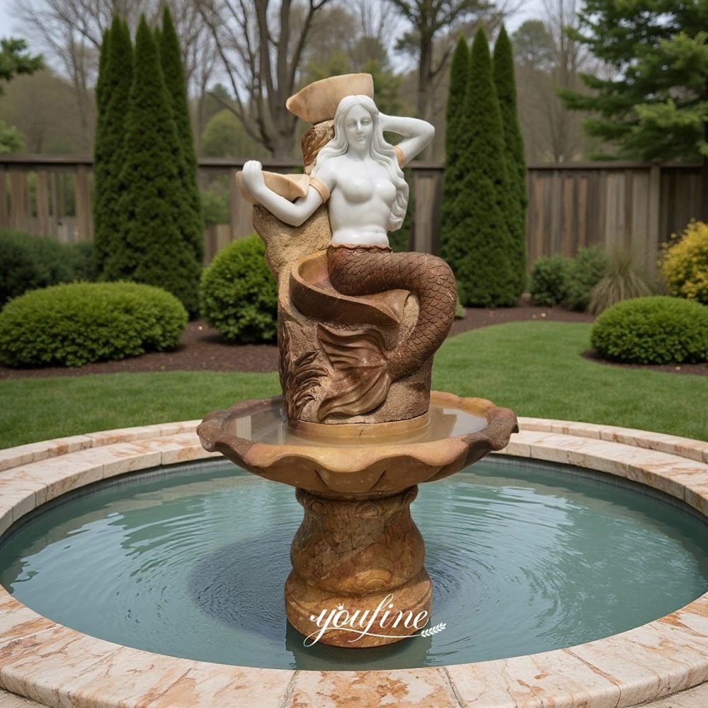 custom marble mermaid fountain for garden decor