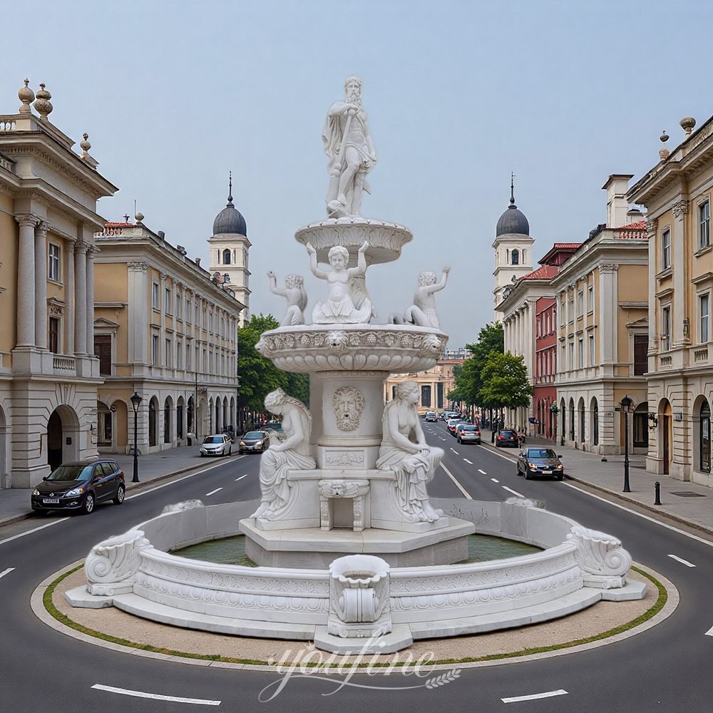 landmark marble neptune fountain for circular driveway decor