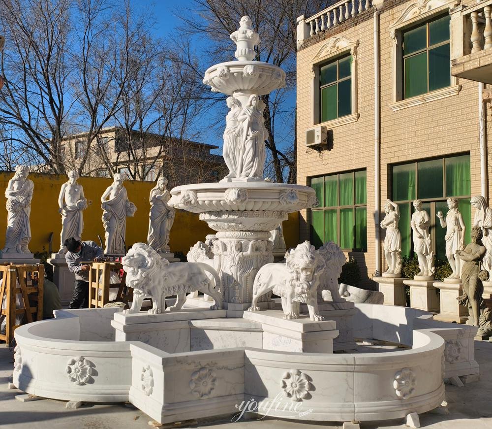 natural marble lion fountain