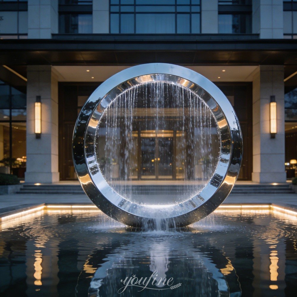 stainless steel circular water curtain fountain for commercial hotel decor