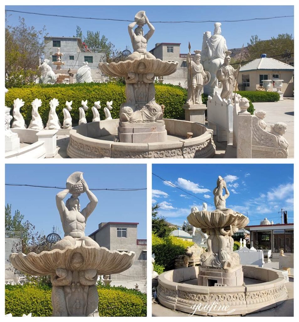 hand carved 8 feet bernini triton fountain replica details