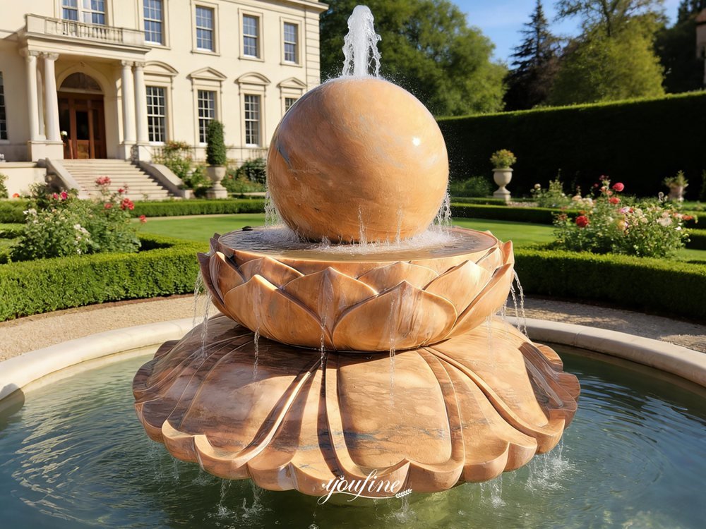 marble lotus feng shui ball water fountain for outside