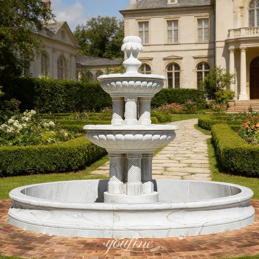 outdoor marble column fountain