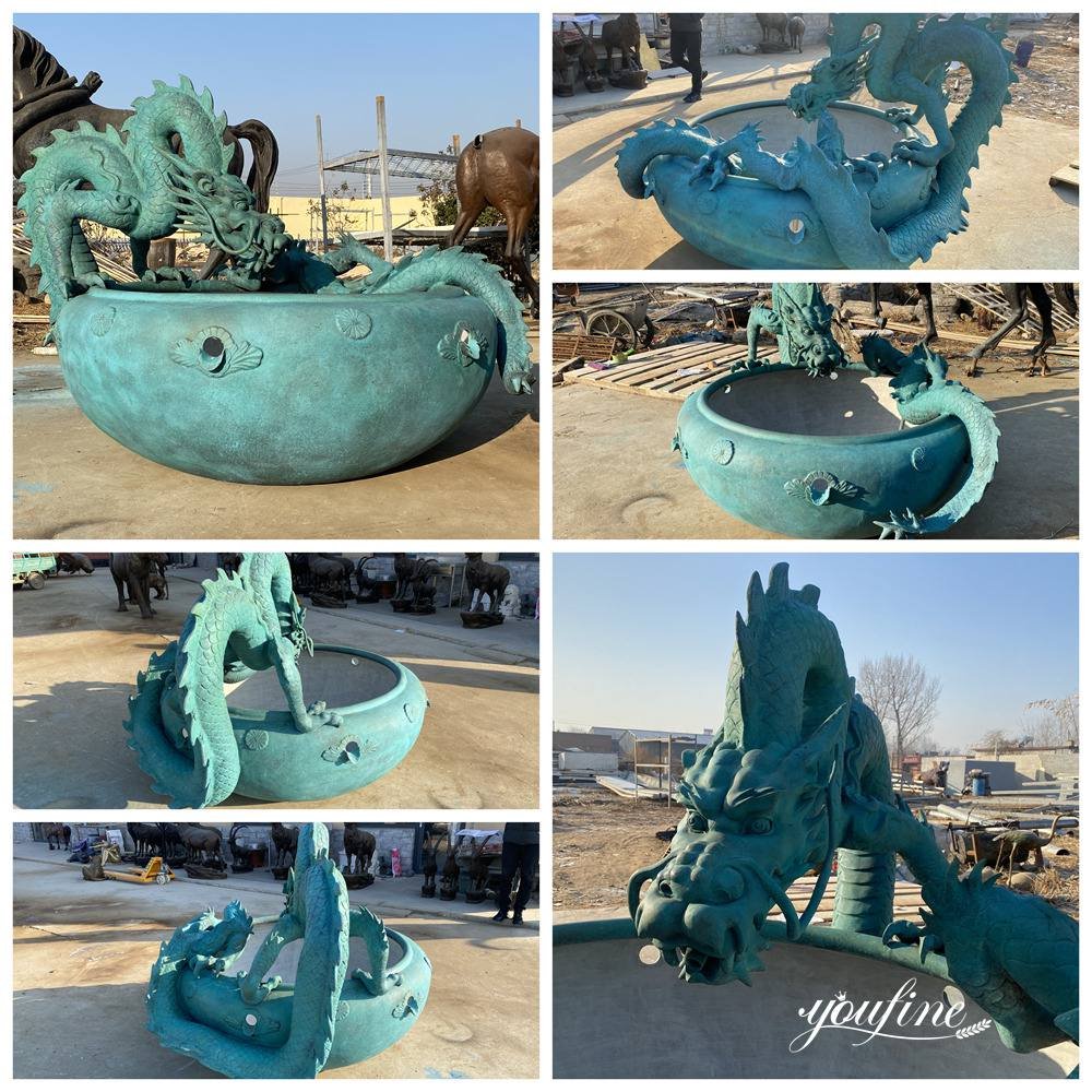cast dragon jar outdoor fountain details