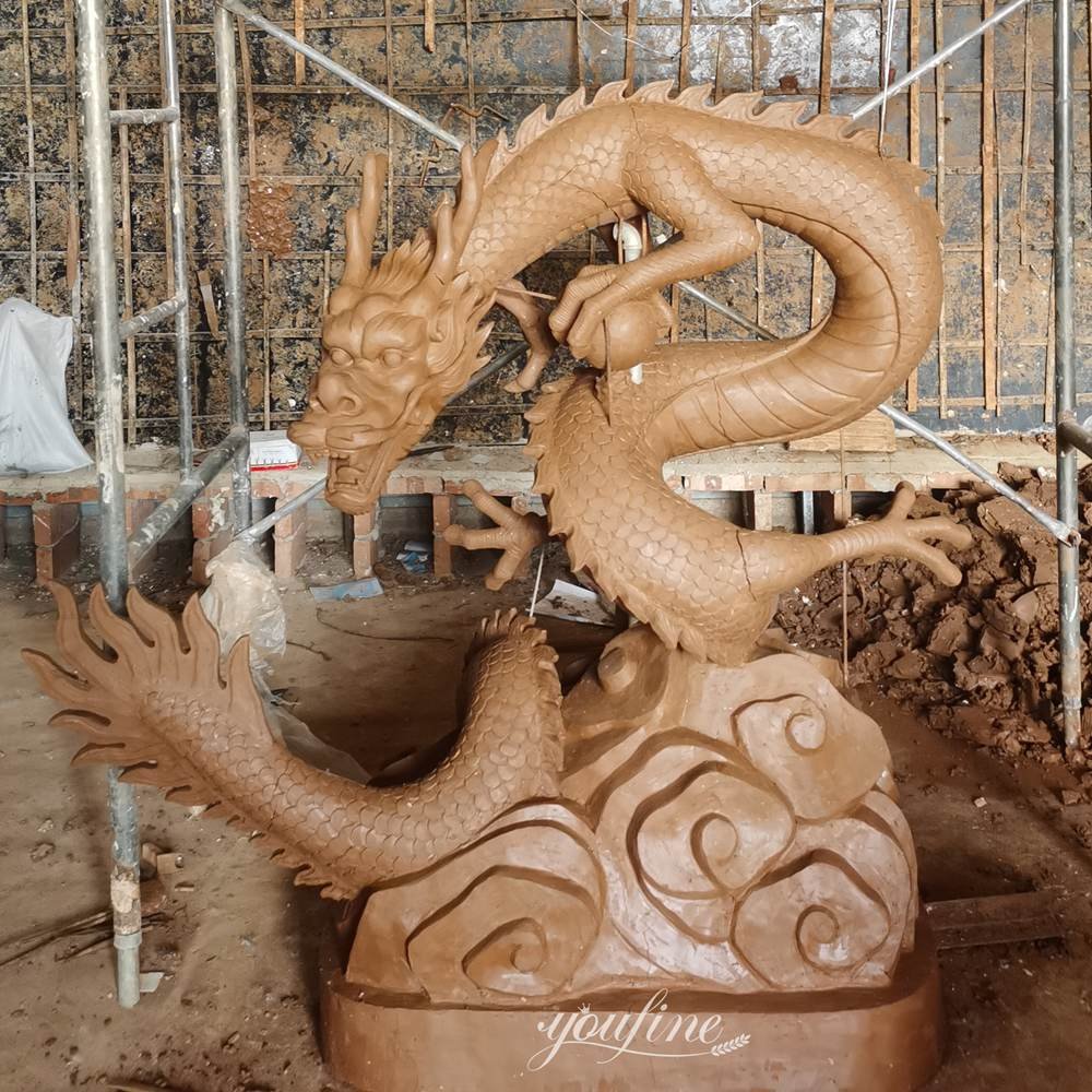 custom coiled dragon statue fountain clay model