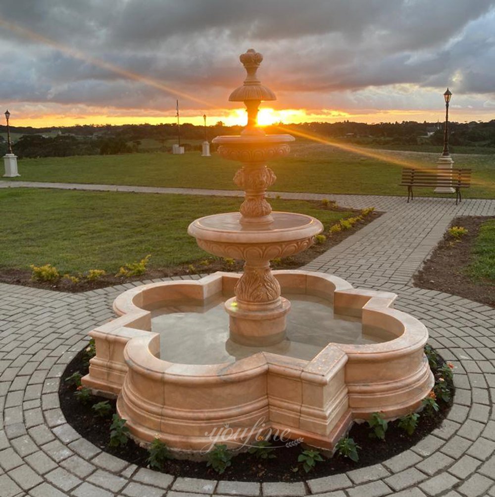 brazilian church sunset red marble tiered fountain feedback