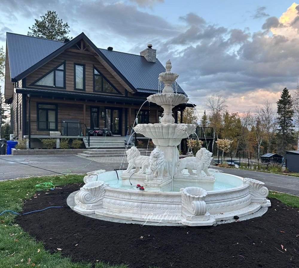 canada marble lion fountain for villa feedback