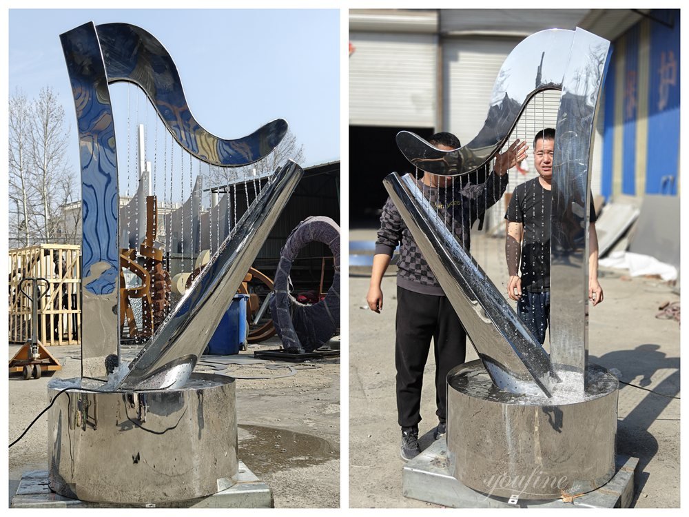 Stainless Steel Harp Water Fountain Details