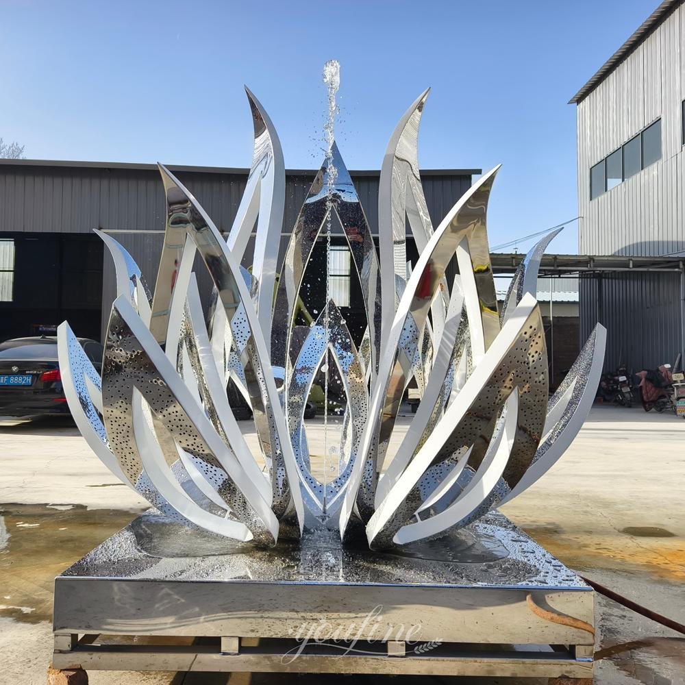 stainless steel lotus flower water fountain