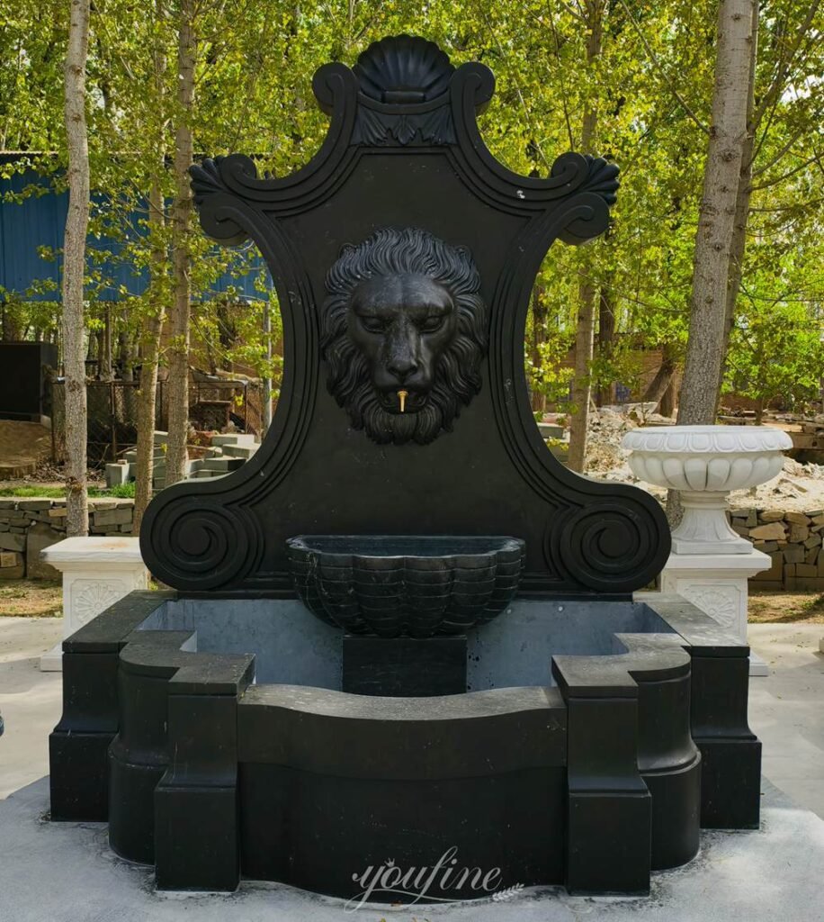 black marble lion head fountain