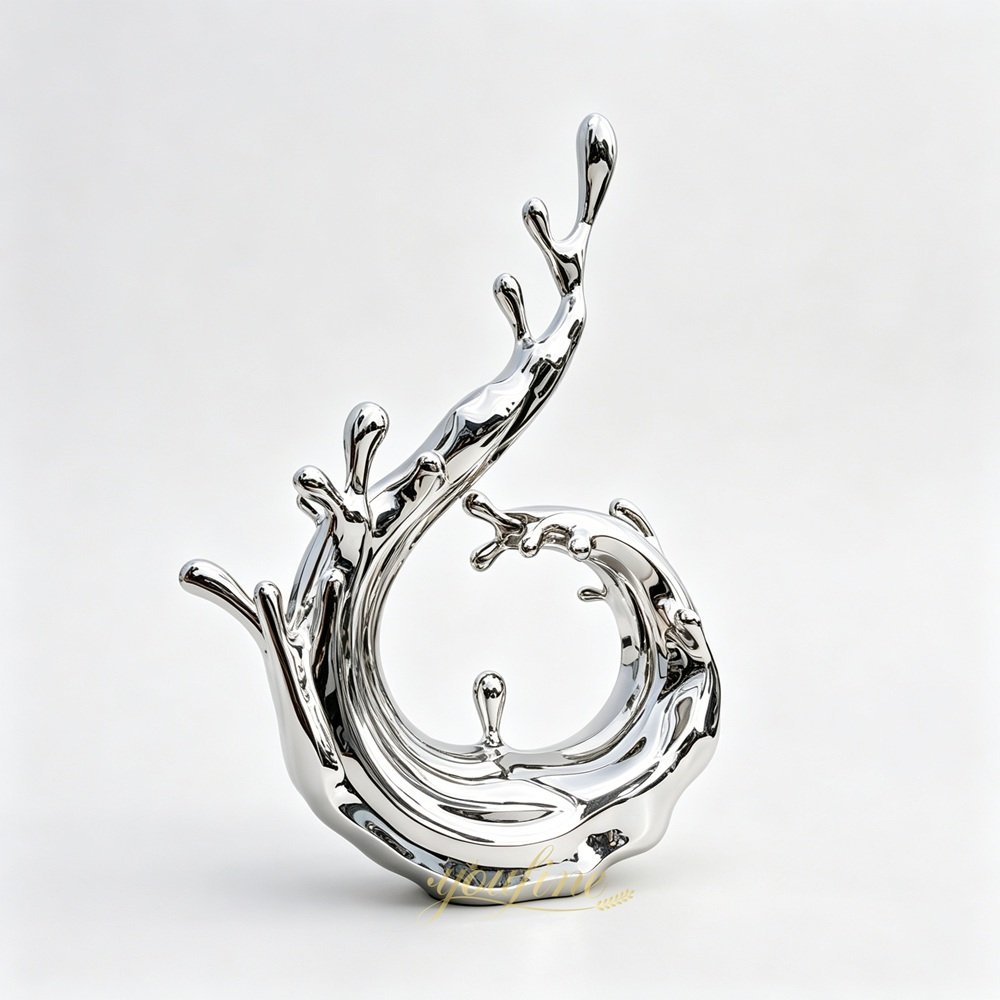polished stainless steel wave sculpture