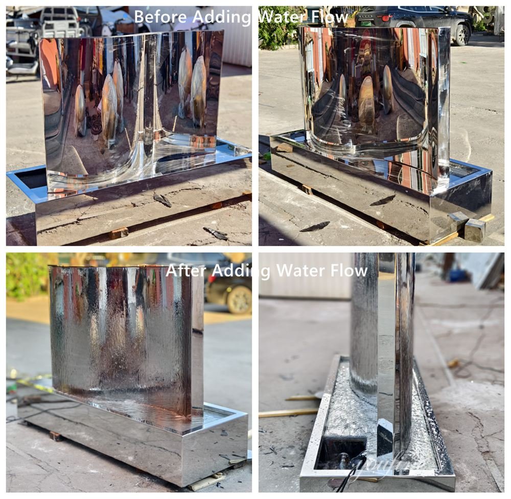 stainless steel metal wall fountain details