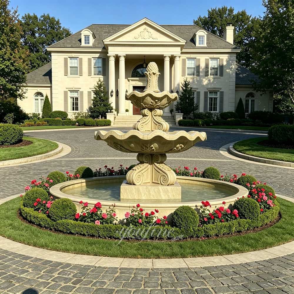 Yellow Sandstone 3 Tier Pineapple Water Fountain for Sale