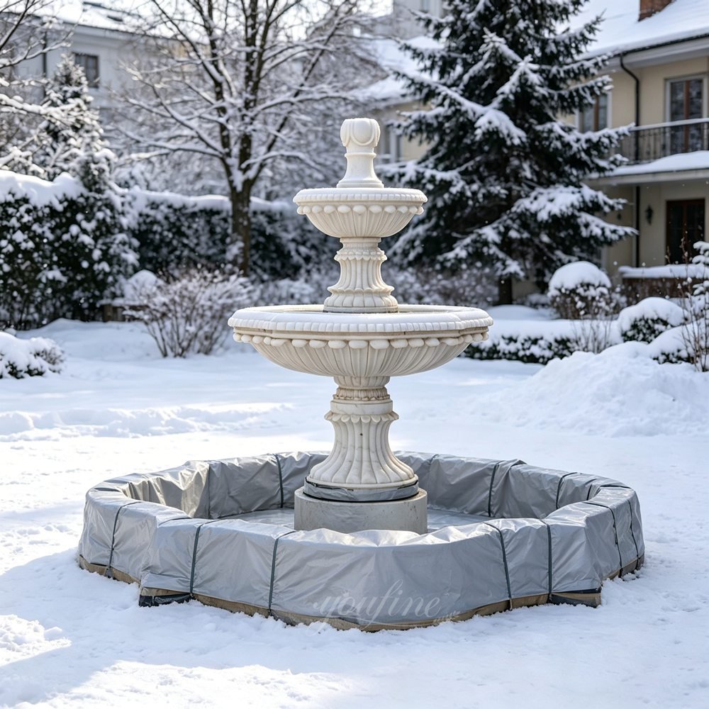 winter protection state of the marble fountain