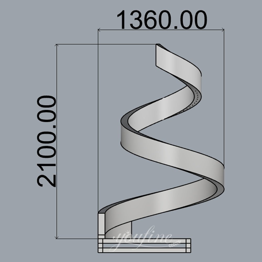 custom design of a stainless steel spiral water feature