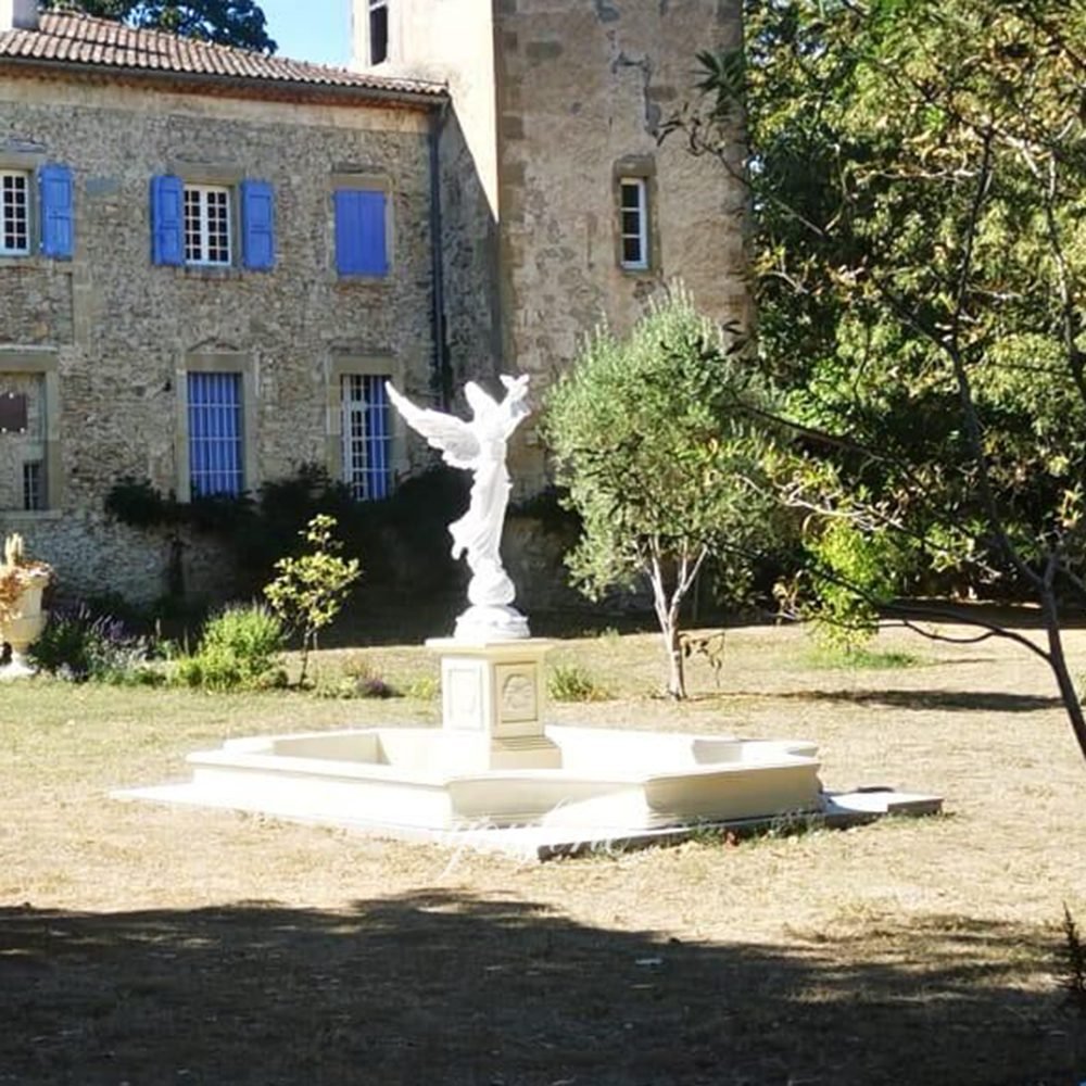 French Estate Marble Angel Fountain