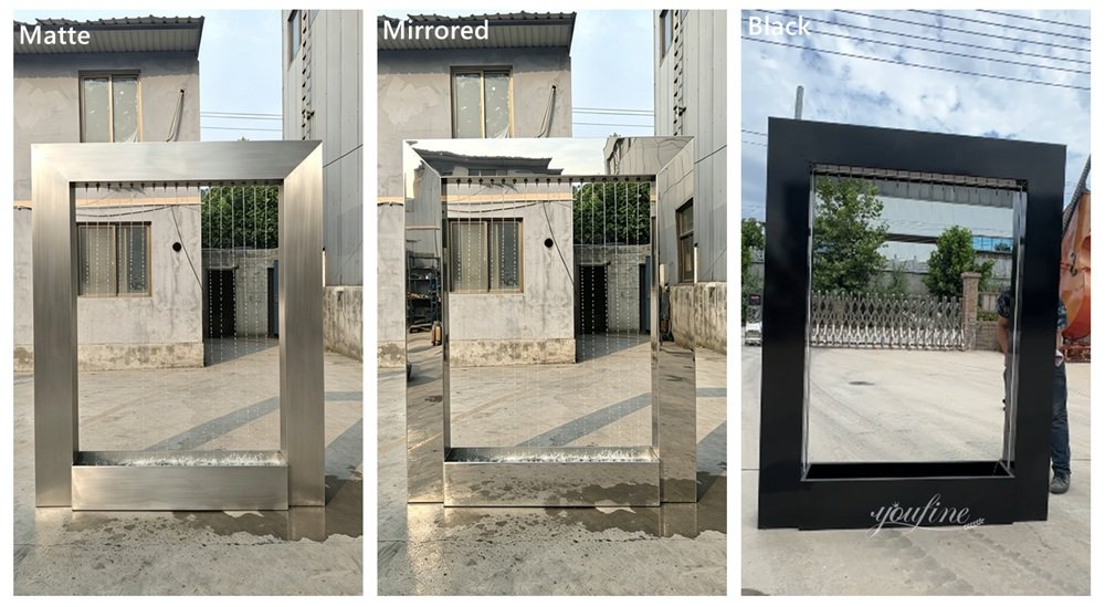 rectangular stainless steel rain curtain fountain with different finishes